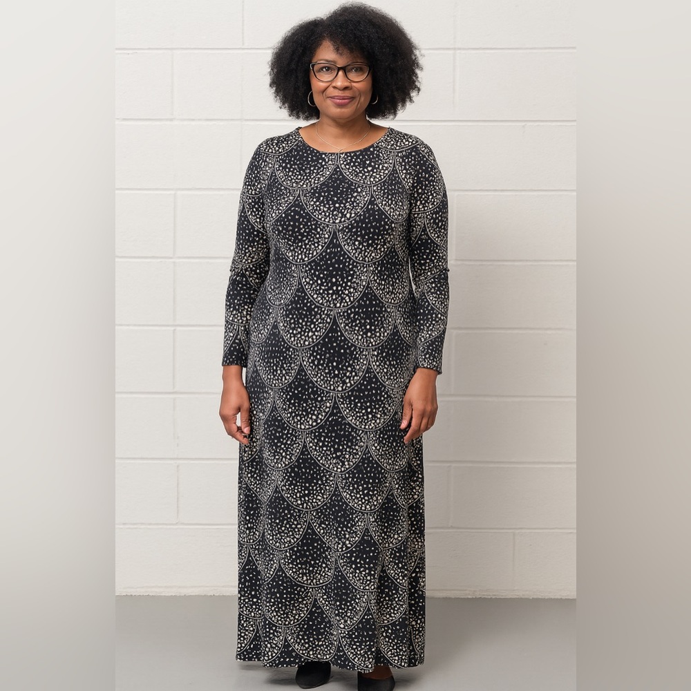 Simera Vintage 70s Black Graphic Print Maxidress Sz. S‎
